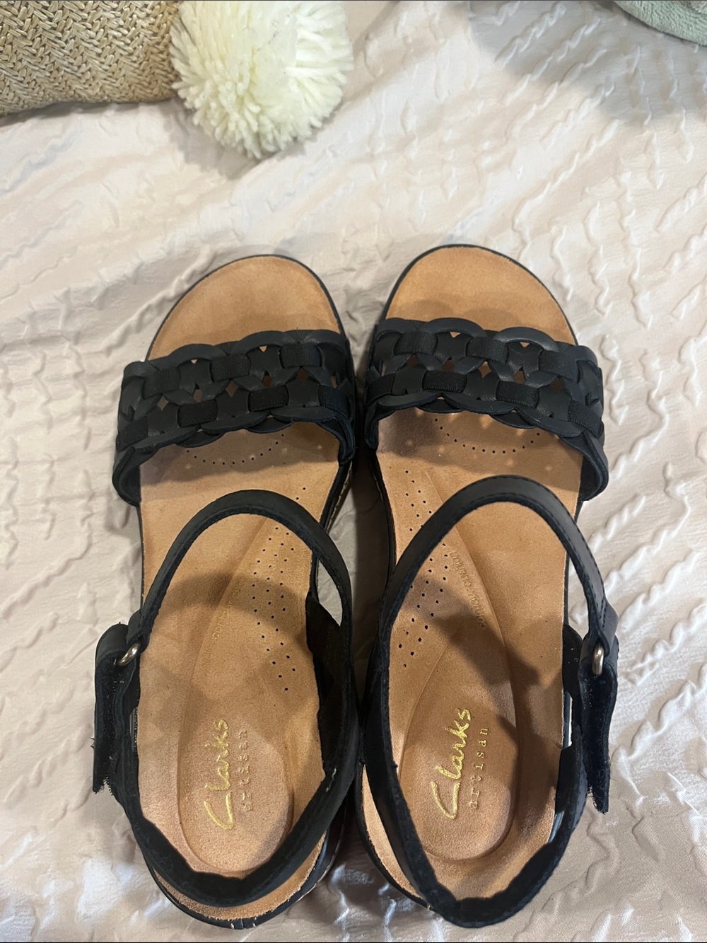NWOT…Clarks Black Braided-Strap Platform Sandals - Picture 6 of 8